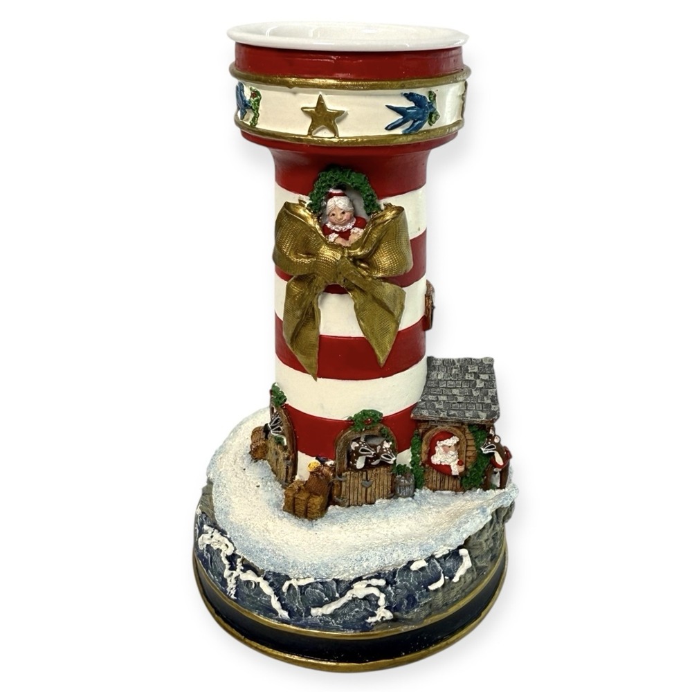 Danbury Mint Night Before Christmas Lighthouse Candlestick Cheryl Spencer Collin